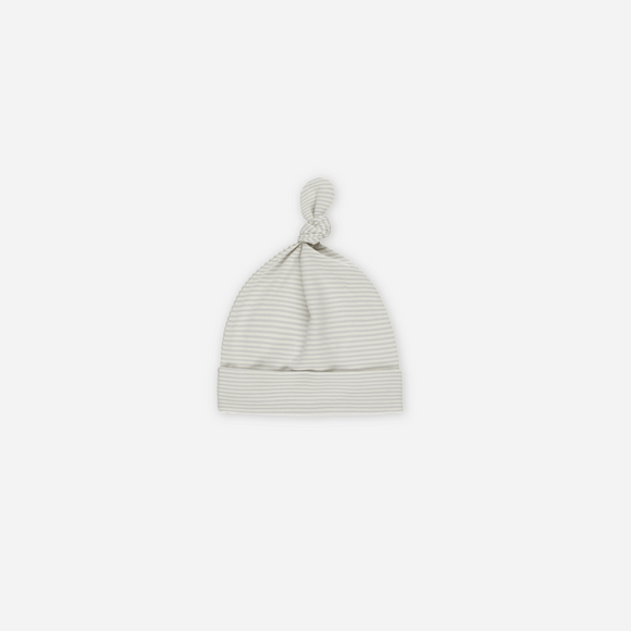 Quincy Mae - Knotted Baby Hat - Sky Micro Stripe