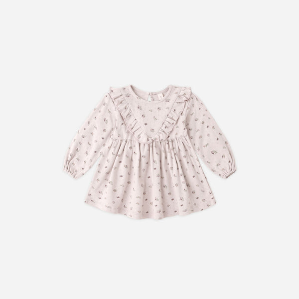Quincy Mae - Long Sleeve Ruffle V Dress - Heart Ditsy