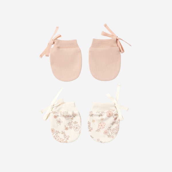 Quincy Mae - No Scratch Mittens, Set of 2 Floral Vine, Dusty Rose