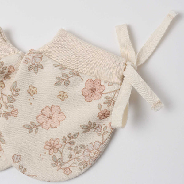 Quincy Mae - No Scratch Mittens, Set of 2 Floral Vine, Dusty Rose