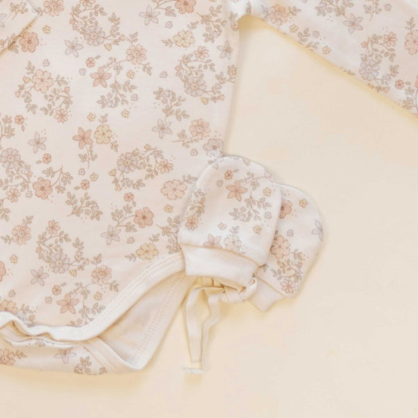 Quincy Mae - No Scratch Mittens, Set of 2 Floral Vine, Dusty Rose