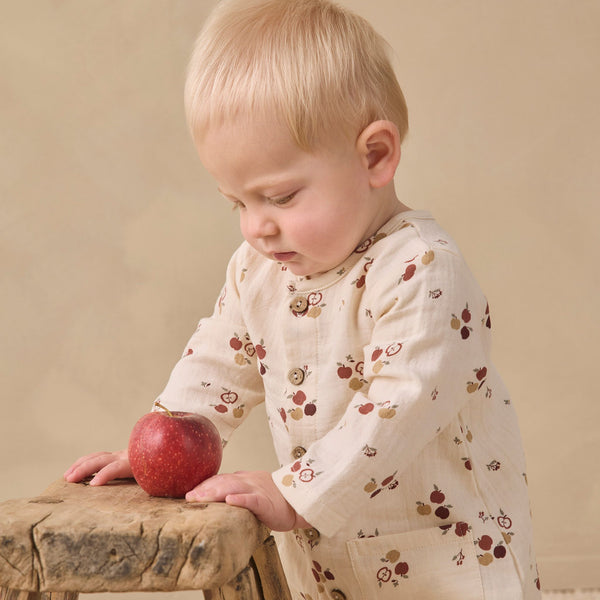 Quincy Mae - Pocketed Woven Jumpsuit - Apples