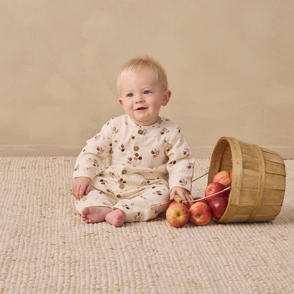 Quincy Mae - Pocketed Woven Jumpsuit - Apples