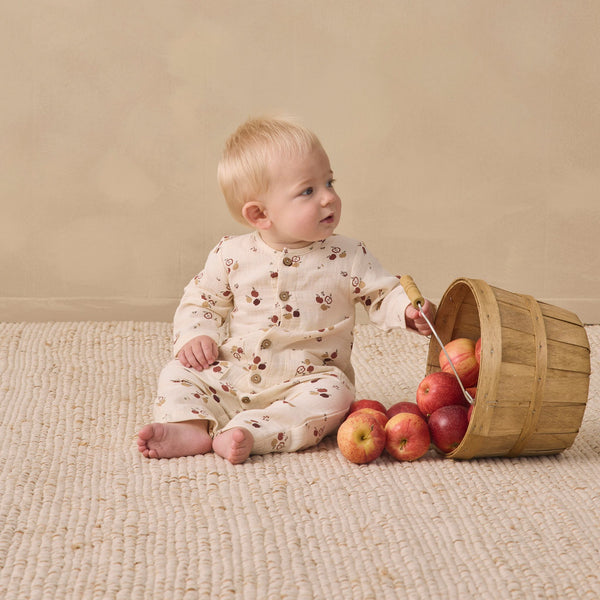 Quincy Mae - Pocketed Woven Jumpsuit - Apples