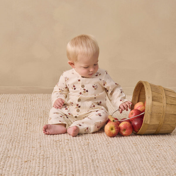 Quincy Mae - Pocketed Woven Jumpsuit - Apples