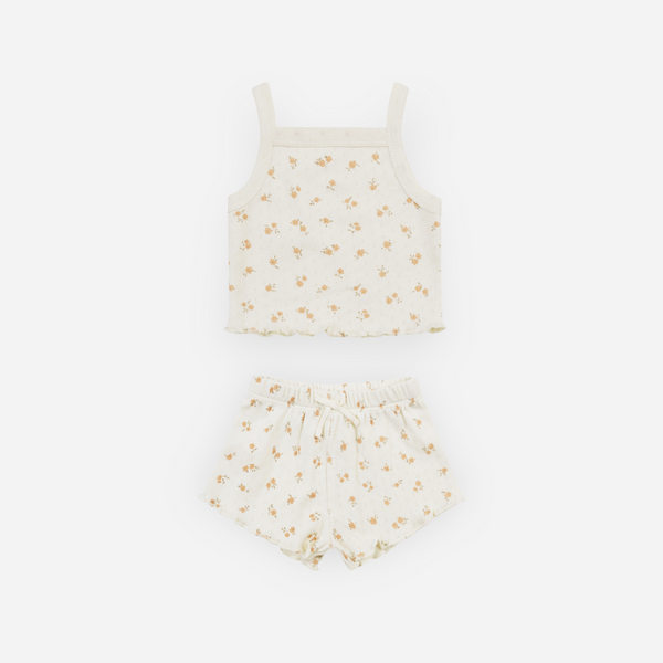 Quincy Mae - Pointelle Tank and Shortie Set - Ditsy Melon
