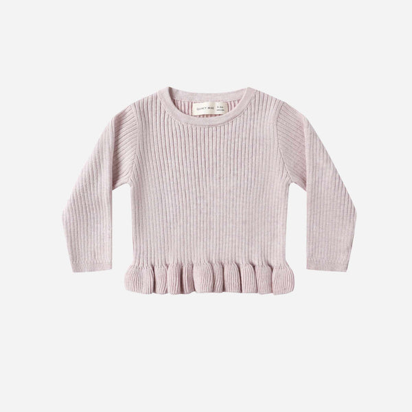 Quincy Mae - Rib Knit Peplum Top - Lilac
