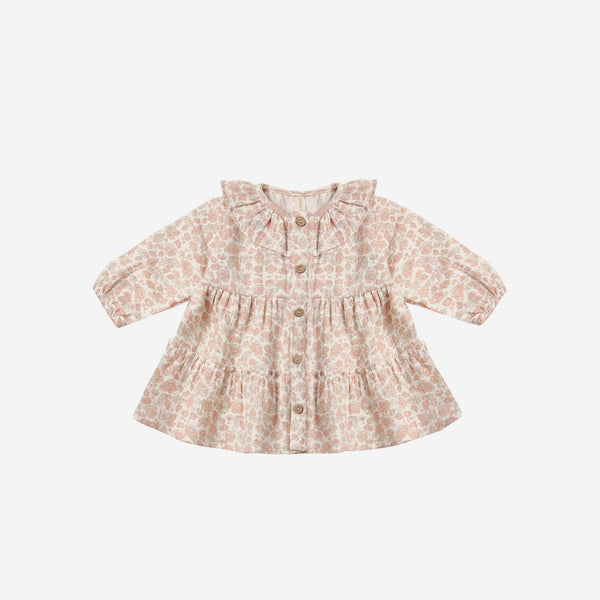 Quincy Mae - Ruffle Collar Button Dress Pink Blossom