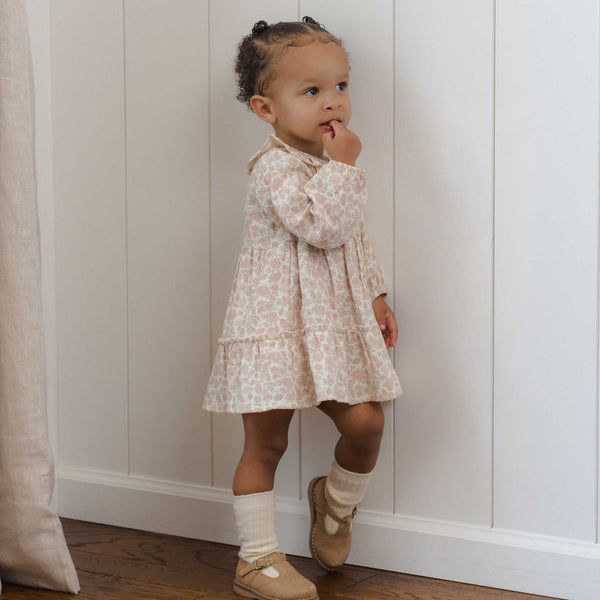 Quincy Mae - Ruffle Collar Button Dress Pink Blossom