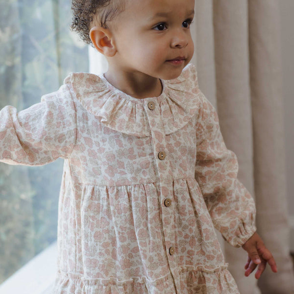 Quincy Mae - Ruffle Collar Button Dress Pink Blossom