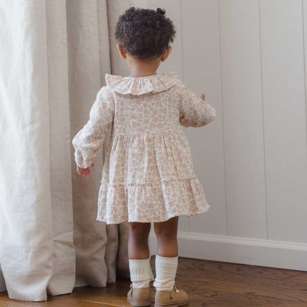 Quincy Mae - Ruffle Collar Button Dress Pink Blossom
