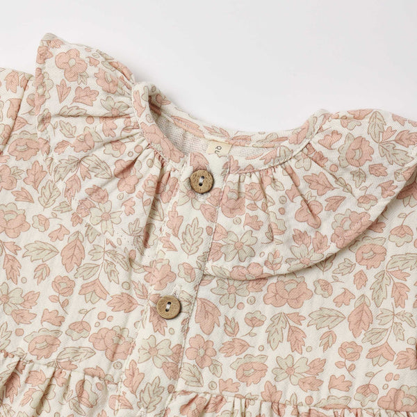 Quincy Mae - Ruffle Collar Button Dress Pink Blossom