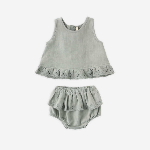 Quincy Mae - Ruffled Tulip Top + Bloomer Set - Sage