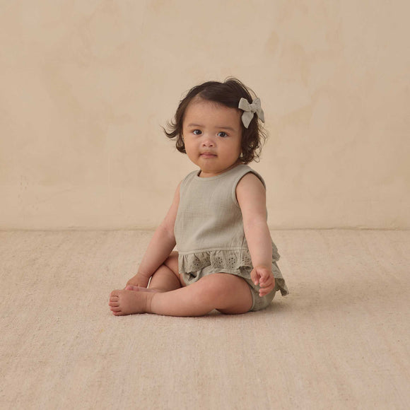 Quincy Mae - Ruffled Tulip Top + Bloomer Set - Sage