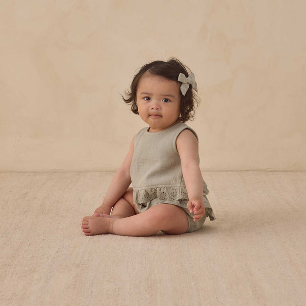 Quincy Mae - Ruffled Tulip Top + Bloomer Set - Sage