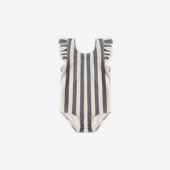 Quincy Mae - Scoop Back One-Piece Swimsuit - Retro Ocean Stripe