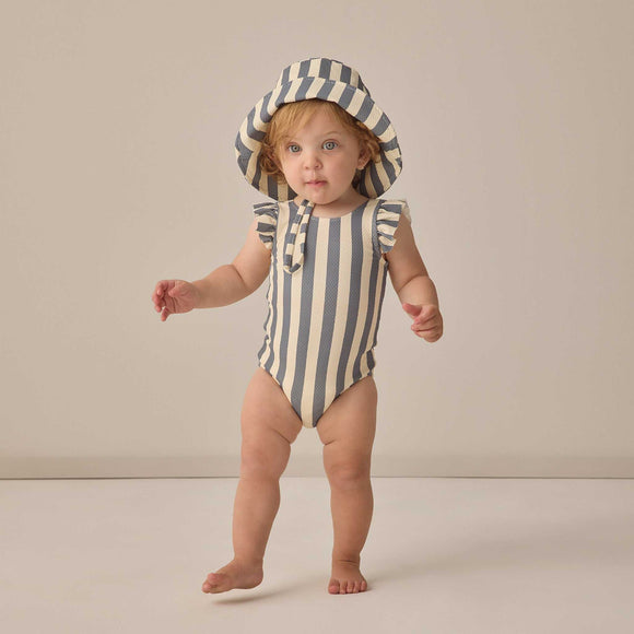 Quincy Mae - Scoop Back One-Piece Swimsuit - Retro Ocean Stripe