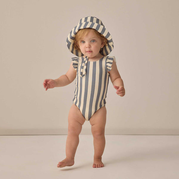 Quincy Mae - Scoop Back One-Piece Swimsuit - Retro Ocean Stripe