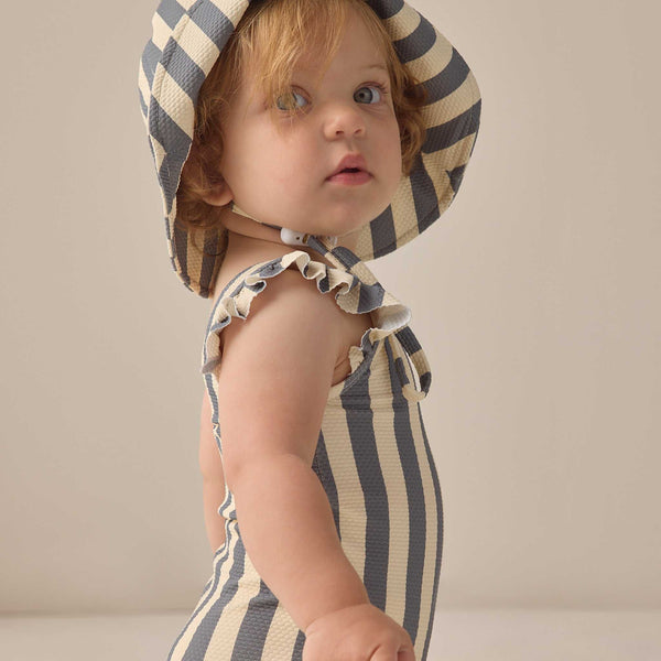 Quincy Mae - Scoop Back One-Piece Swimsuit - Retro Ocean Stripe
