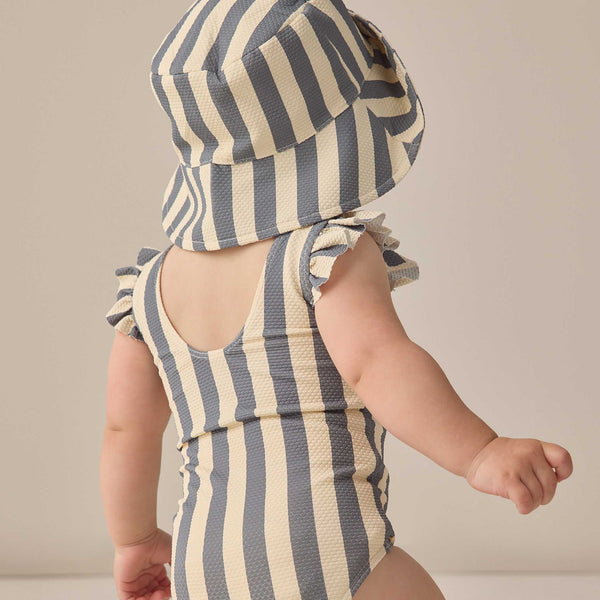 Quincy Mae - Scoop Back One-Piece Swimsuit - Retro Ocean Stripe
