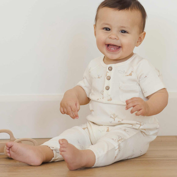 Quincy Mae - Short Sleeve Jumpsuit - Fox Land