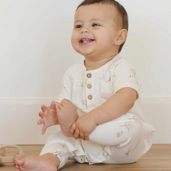 Quincy Mae - Short Sleeve Jumpsuit - Fox Land