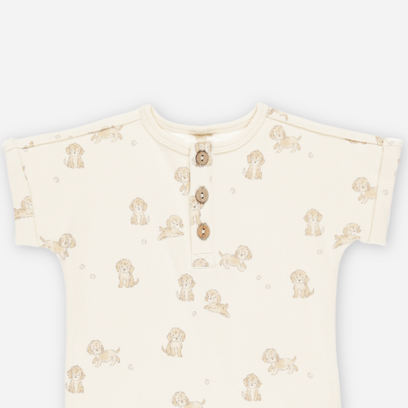 Quincy Mae - Short Sleeve Onepiece - Puppies