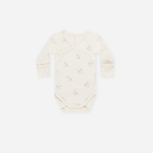 Quincy Mae - Side Snap Bodysuit - Swans