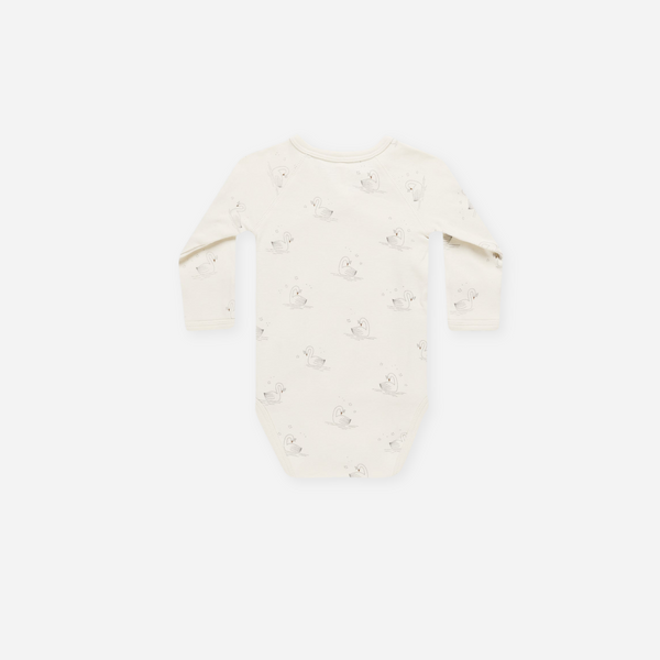 Quincy Mae - Side Snap Bodysuit - Swans