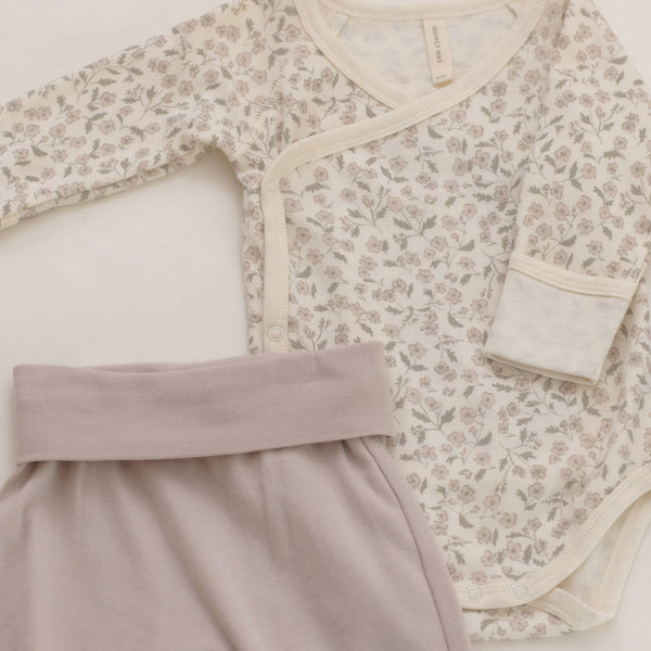 Quincy Mae - Side Snap Bodysuit + Pant Set - Floret