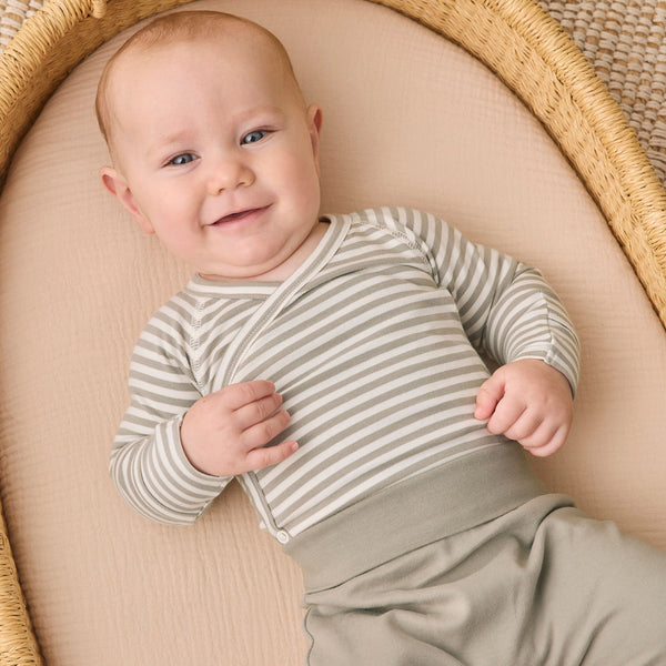 Quincy Mae - Side Snap Bodysuit + Pant Set - Laurel Stripe