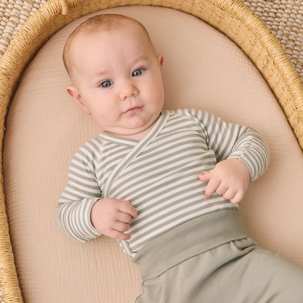 Quincy Mae - Side Snap Bodysuit + Pant Set - Laurel Stripe