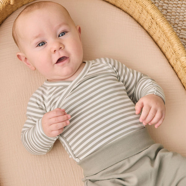 Quincy Mae - Side Snap Bodysuit + Pant Set - Laurel Stripe