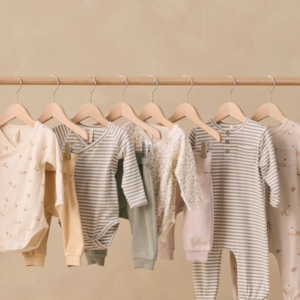 Quincy Mae - Side Snap Bodysuit + Pant Set - Laurel Stripe