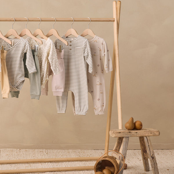 Quincy Mae - Side Snap Bodysuit + Pant Set - Laurel Stripe