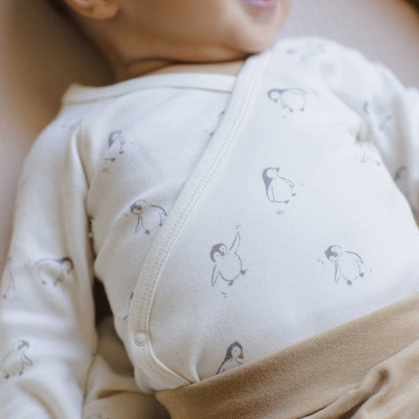 Quincy Mae - Side Snap Bodysuit + Pant Set - Penguins