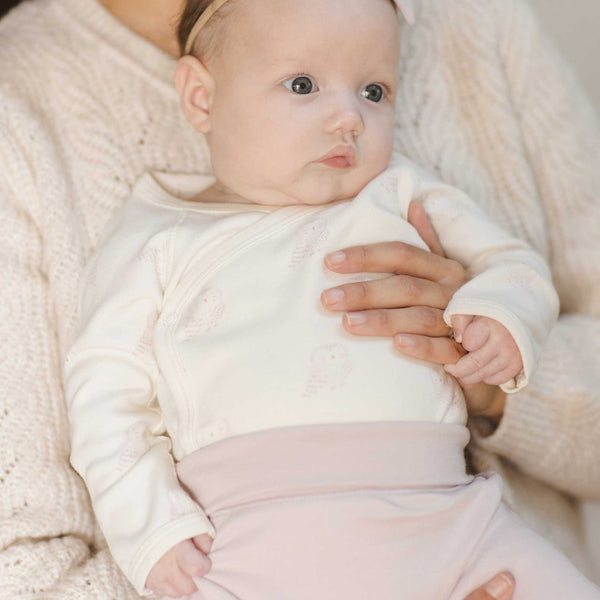 Quincy Mae - Side Snap Bodysuit + Pant Set - Snow Owls