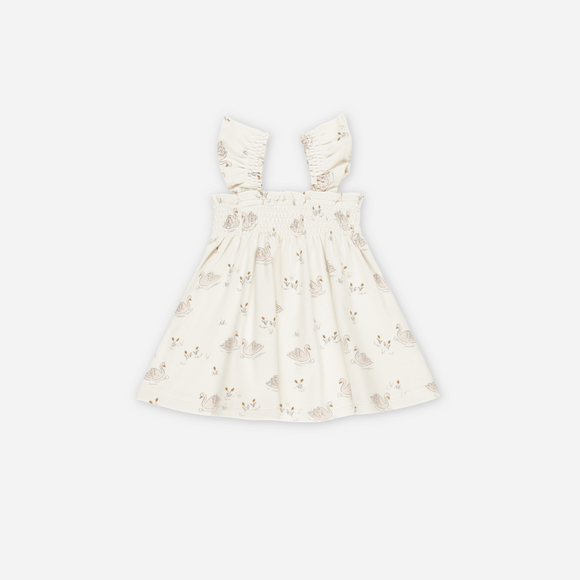 Quincy Mae - Smocked Jersey Dress - Swans