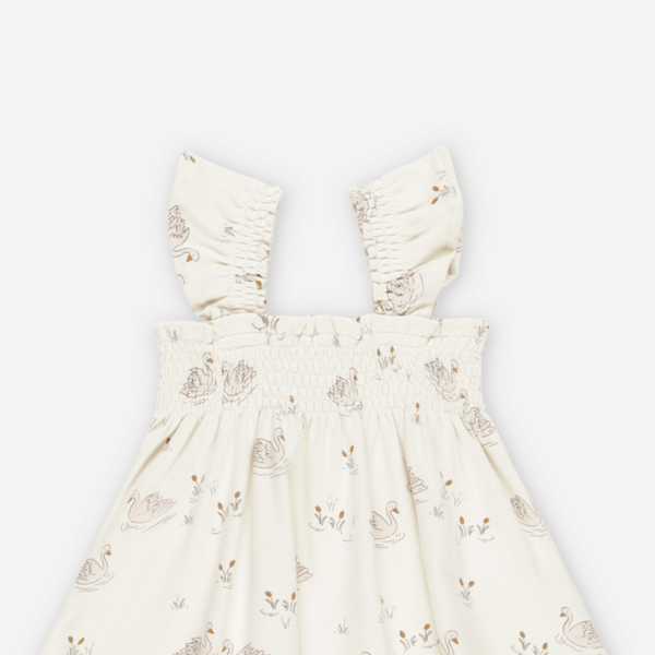 Quincy Mae - Smocked Jersey Dress - Swans