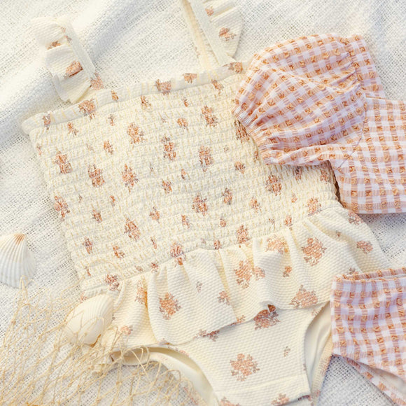 Quincy Mae - Smocked One-Piece Swimsuit - Garden Rose