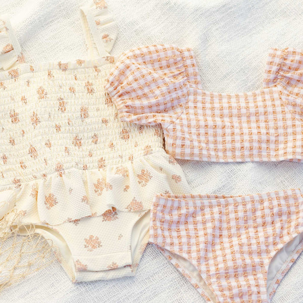 Quincy Mae - Smocked One-Piece Swimsuit - Garden Rose