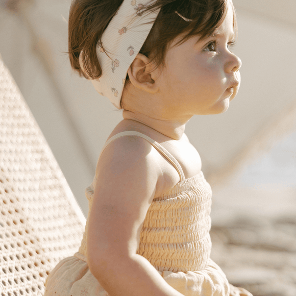 Quincy Mae - Smocked Skirted Romper - Yellow