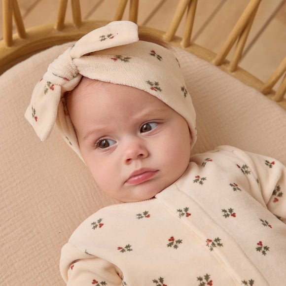 Quincy Mae - Velour Bow Headband - Holly Berry