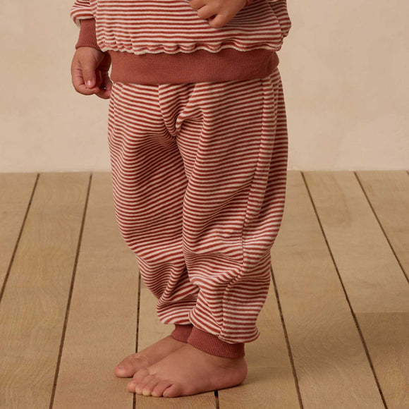 Quincy Mae - Velour Relaxed Sweatpant - Candy Stripe