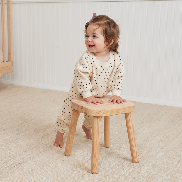 Quincy Mae - Velour Relaxed Sweatpant - Polka Dot