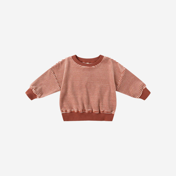 Quincy Mae - Velour Relaxed Sweatshirt - Candy Stripe