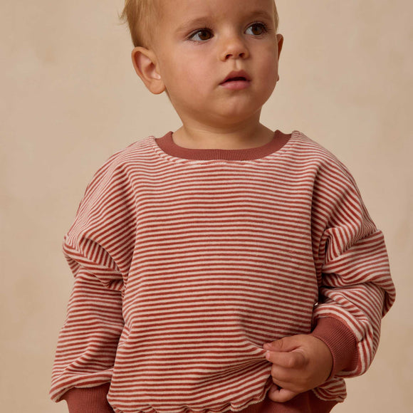 Quincy Mae - Velour Relaxed Sweatshirt - Candy Stripe