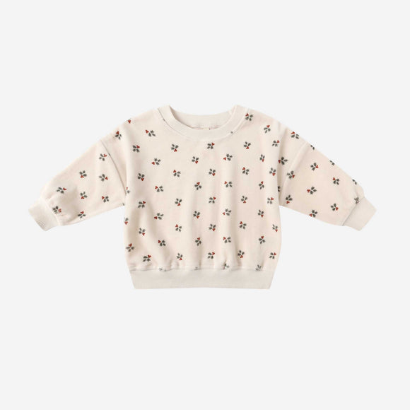 Quincy Mae - Velour Relaxed Sweatshirt - Holly Berry