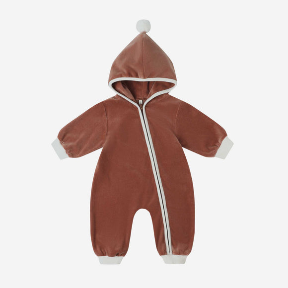 Quincy Mae - Velour Zip Jumpsuit - Cranberry