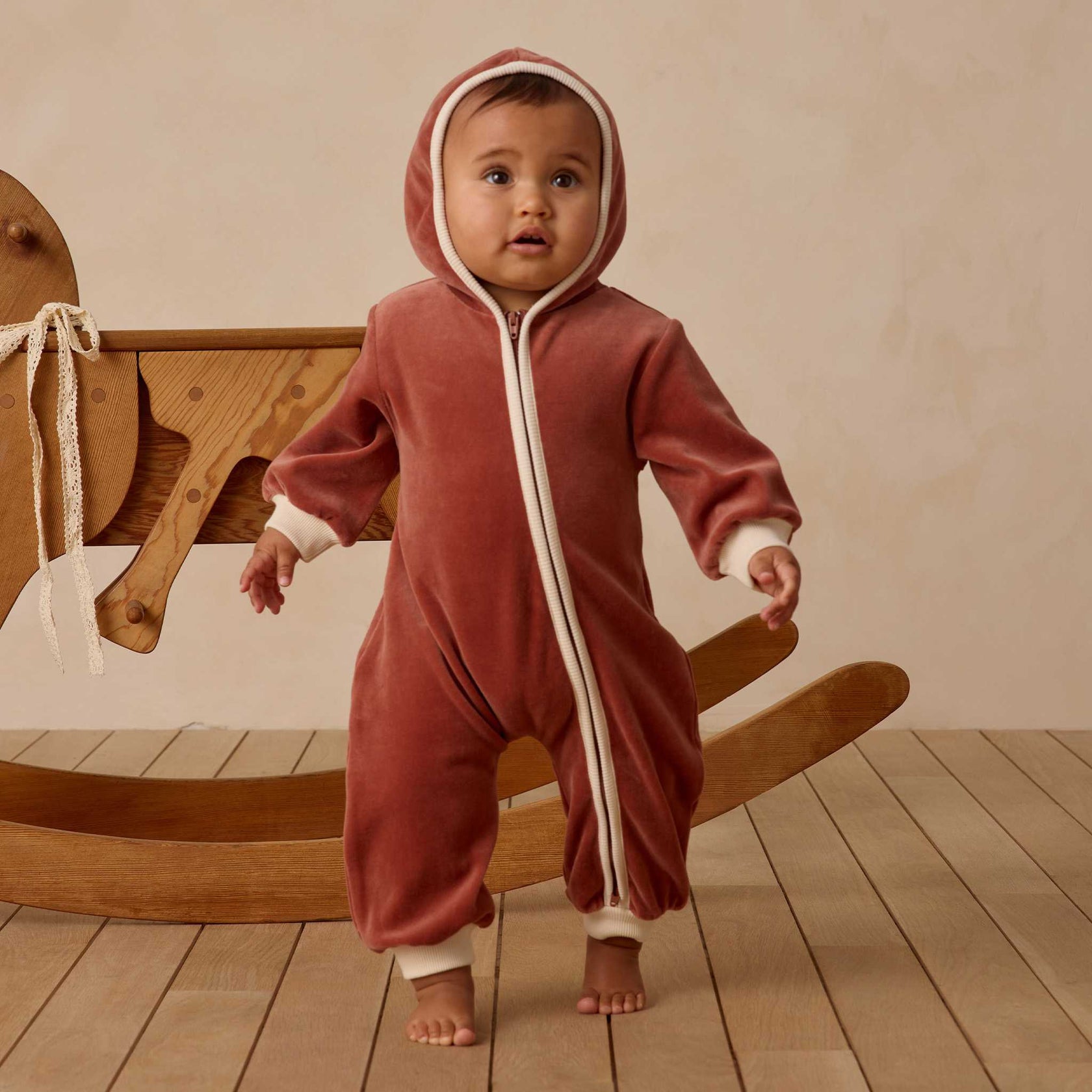 Quincy Mae - Velour Zip Jumpsuit - Cranberry